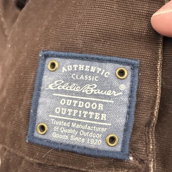 Eddie Bauer Men XL Tall Brown Canvas Barn Coat Jacket Insulated Primaloft - Picture 6 of 10